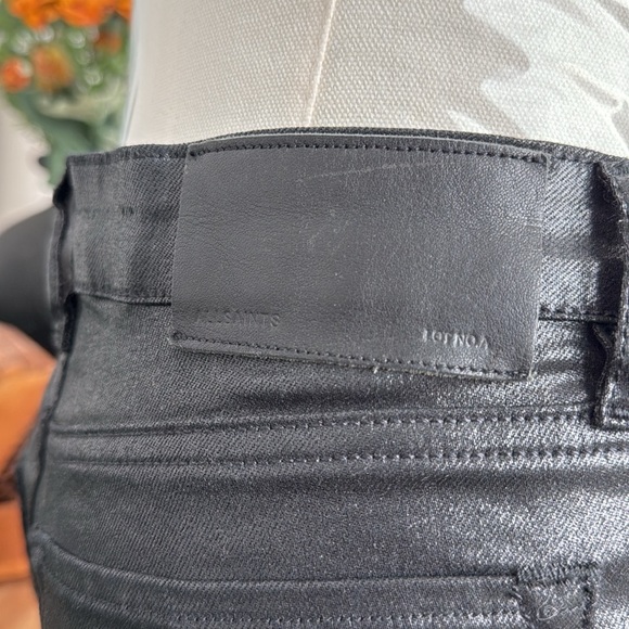 All Saints Ashby Midrise skinny jeans in shiny coated black NWOT size 27 - Picture 10 of 10